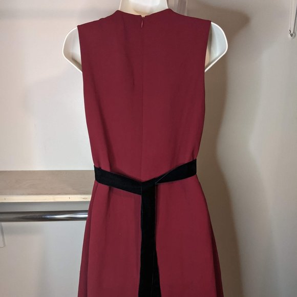 Zaikamoya Dark Red Dress with Black Velvet Sash - Picture 7 of 8